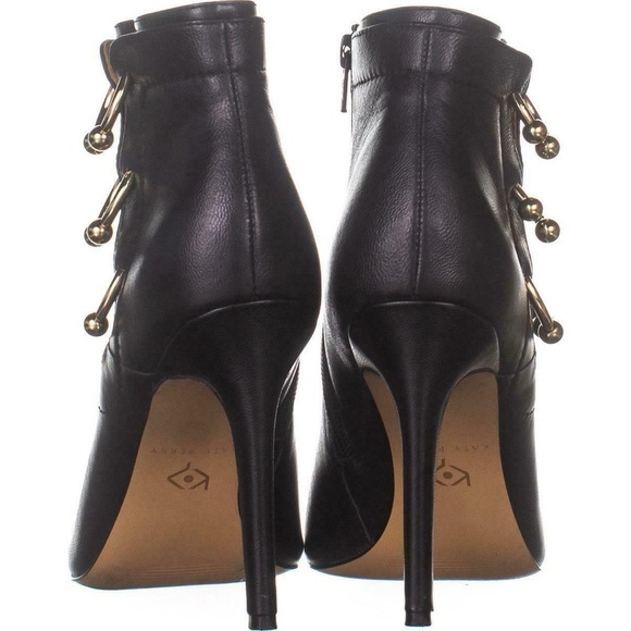 Katy Perry Women's Black 100mm Unity Pins Leather Ankle Boots Size 40.5 - Picture 6 of 16